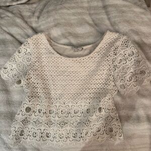 Los Angeles Apparel White Lace Blouse